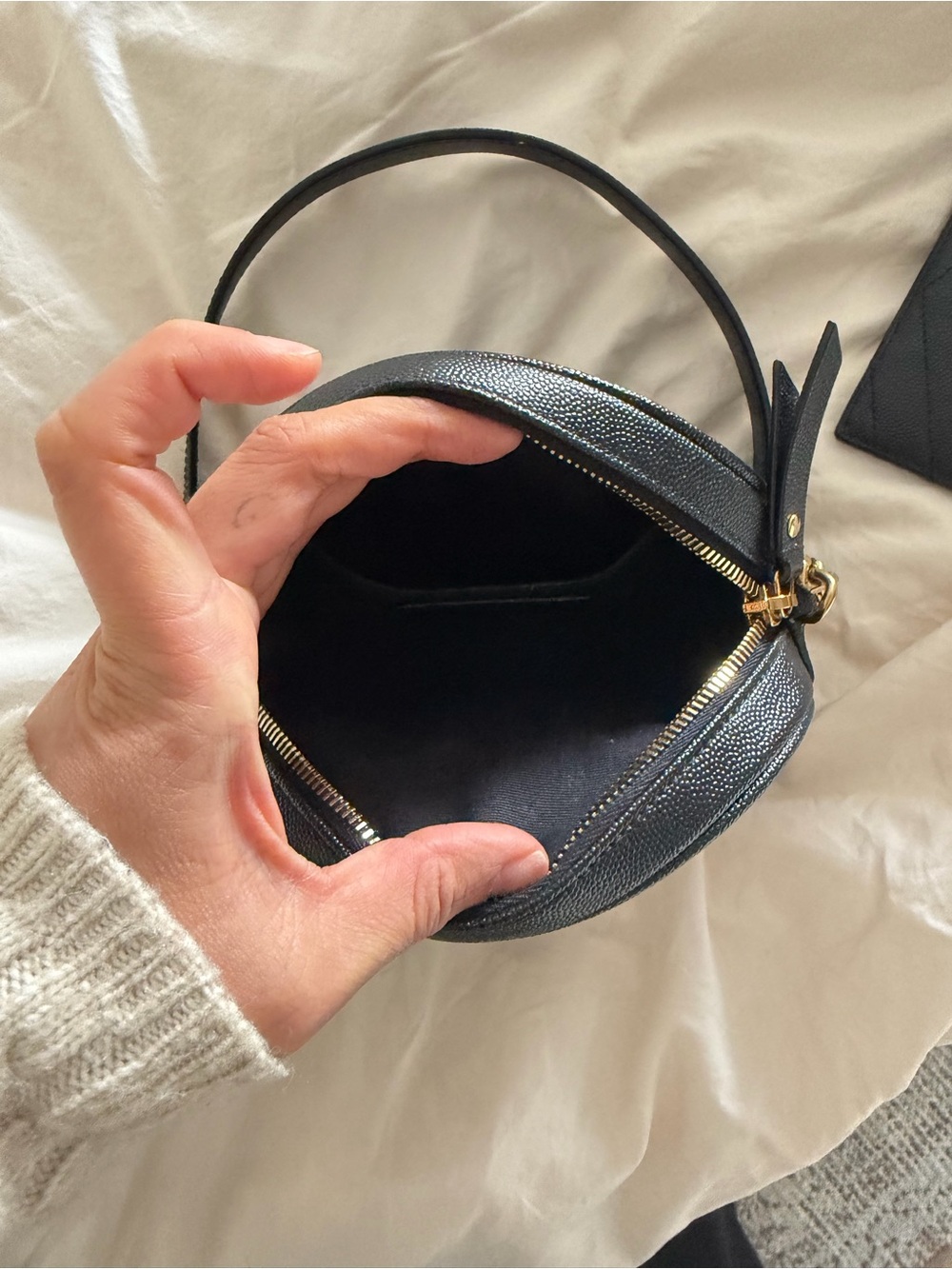 Saint Laurent Black Quilted Round Crossbody with Gold YSL Hardware - Picture 7 of 14